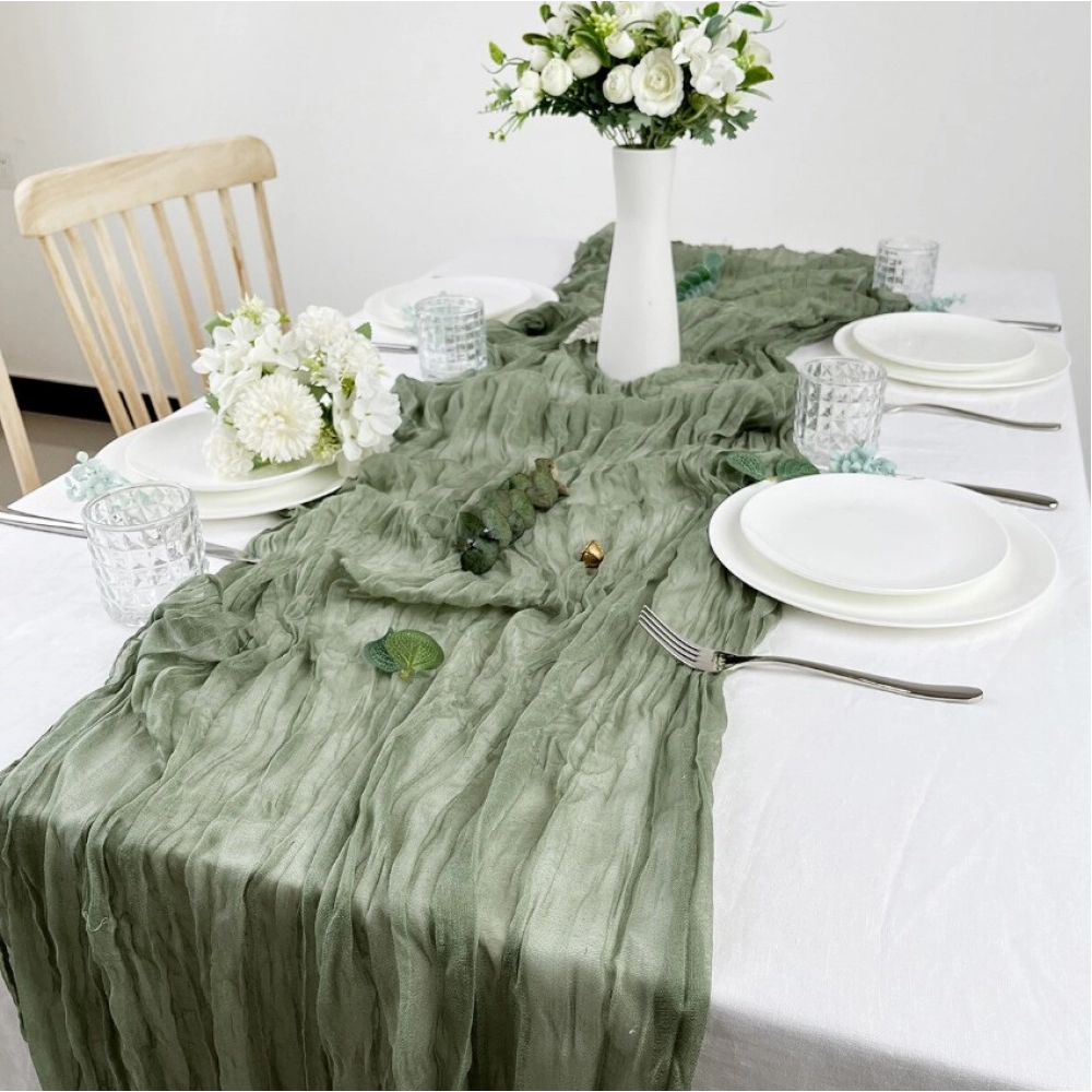 High Quality Semi-Sheer Gauze Table Runner Cheesecloth  Table Setting Dining Vintage Wedding Party Decor Christmas Banquets
